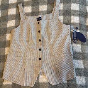 Striped Button-Down Sleeveless Top